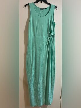 Lands End Maxi Wrap Dress Medium Tall Sea Green